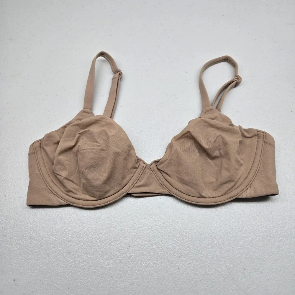 SKIMS Women Bra 32D Brown Underwired‎ Mesh Convertible Adjustable